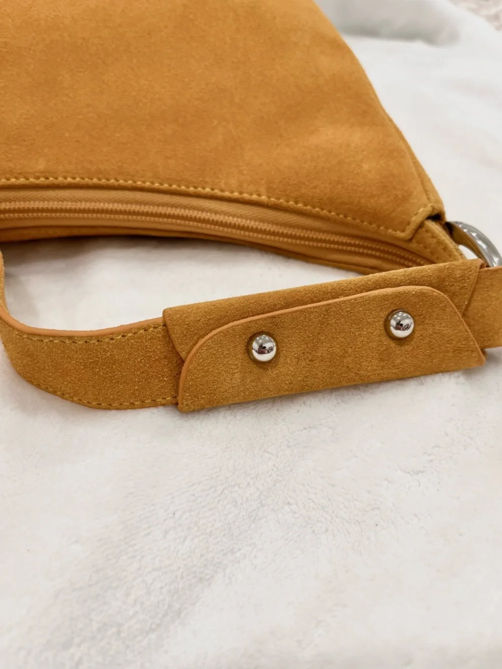 The Find Camel Suede Studded Shoulder Bag NWOT - Picture 9 of 12